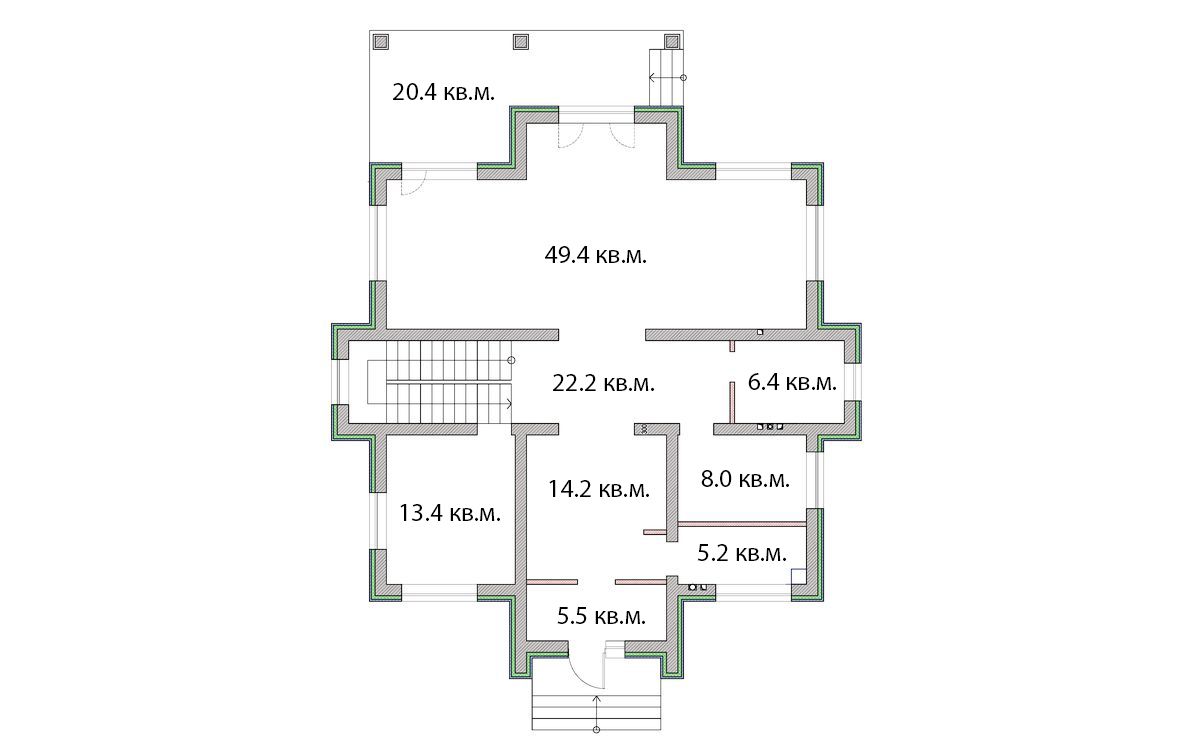Планировка 1-го этажа