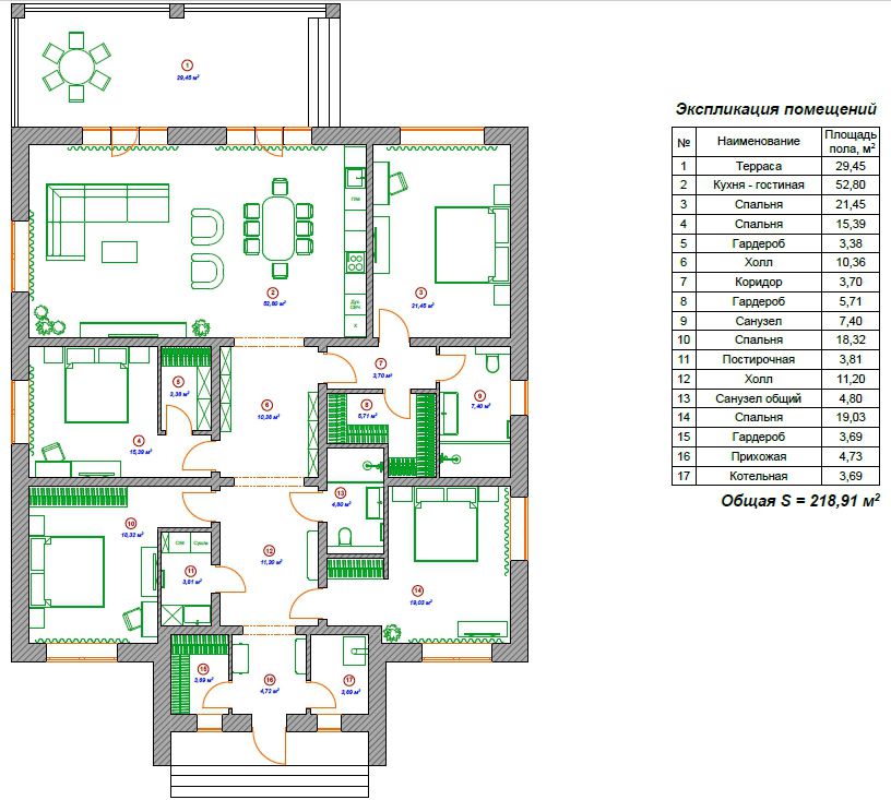 Планировка 1-го этажа